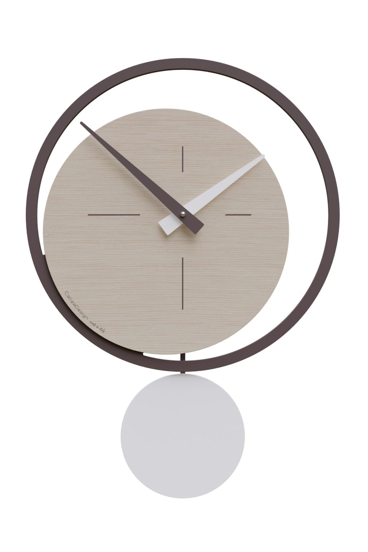 CalleaDesign Eclipse pendulum clock in Pickled Oak finish