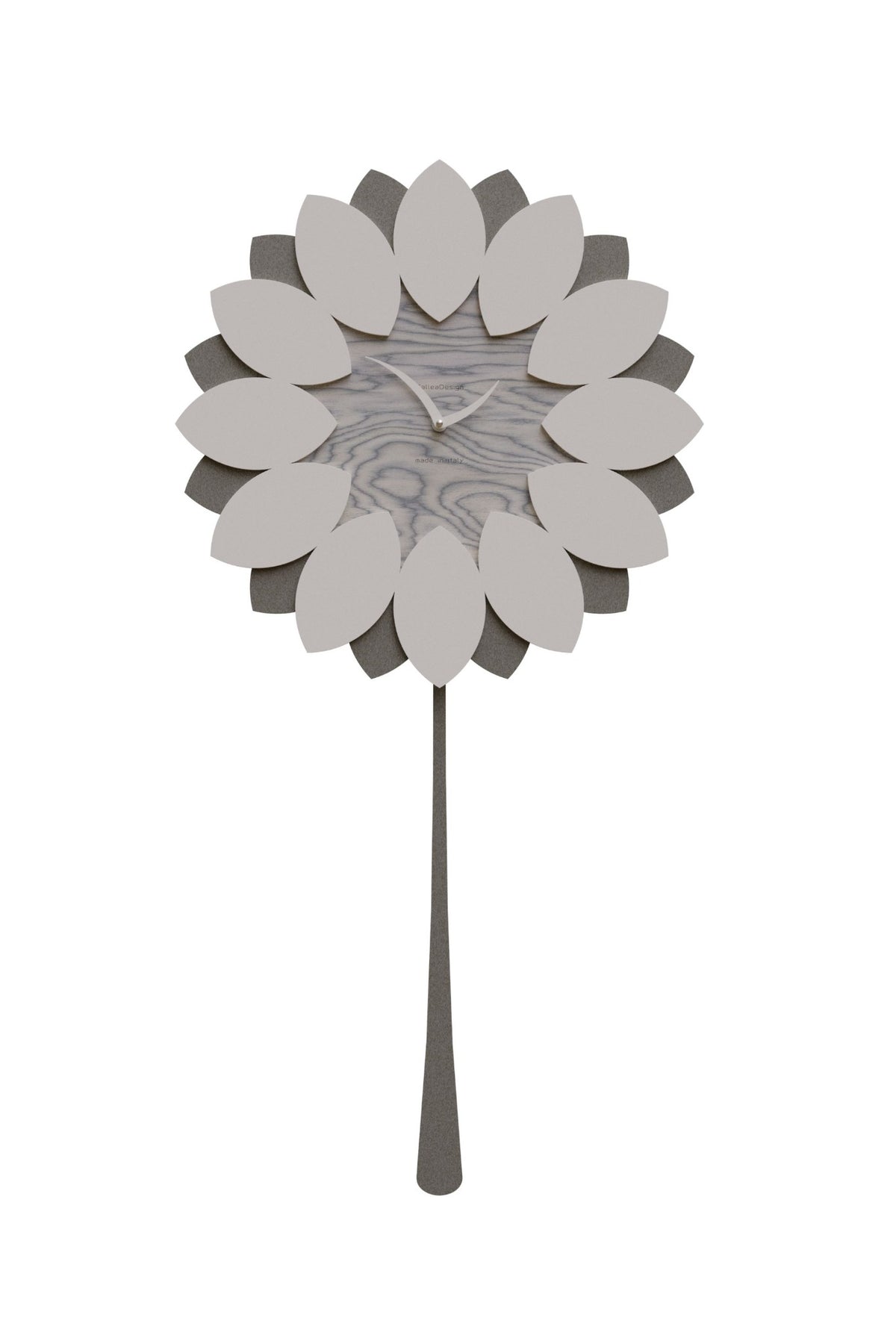 CalleaDesign Flip floral pendulum wall clock in Grey Sottsass finish