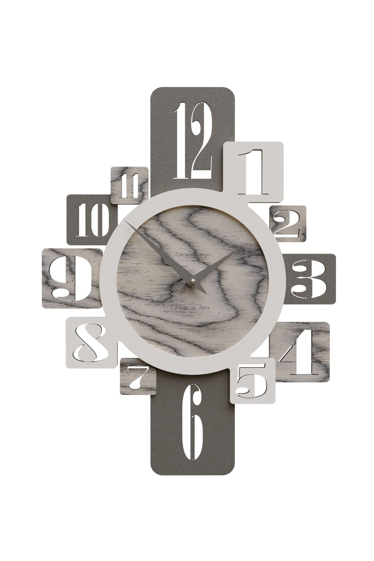 CalleaDesign Onyx wall clock in Grey Sottsass wood-effect finish