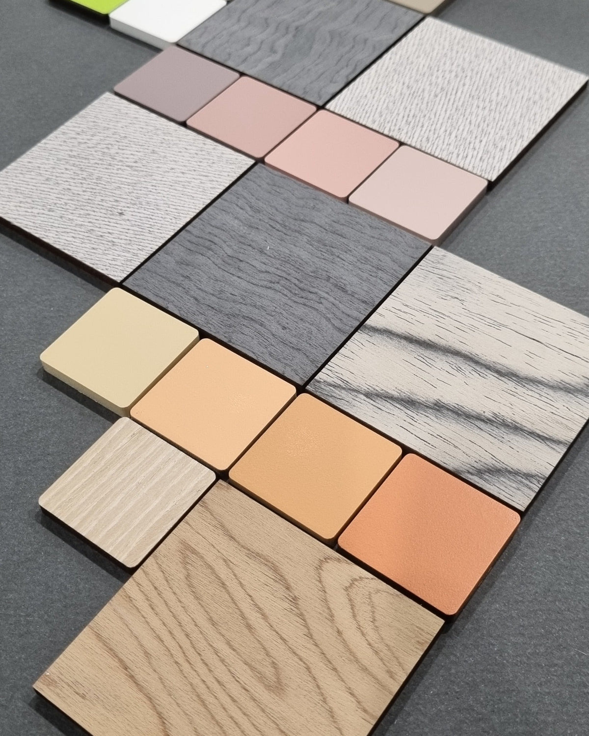 CalleaDesign colour, wood and material finish samples arranged for interior design coordination