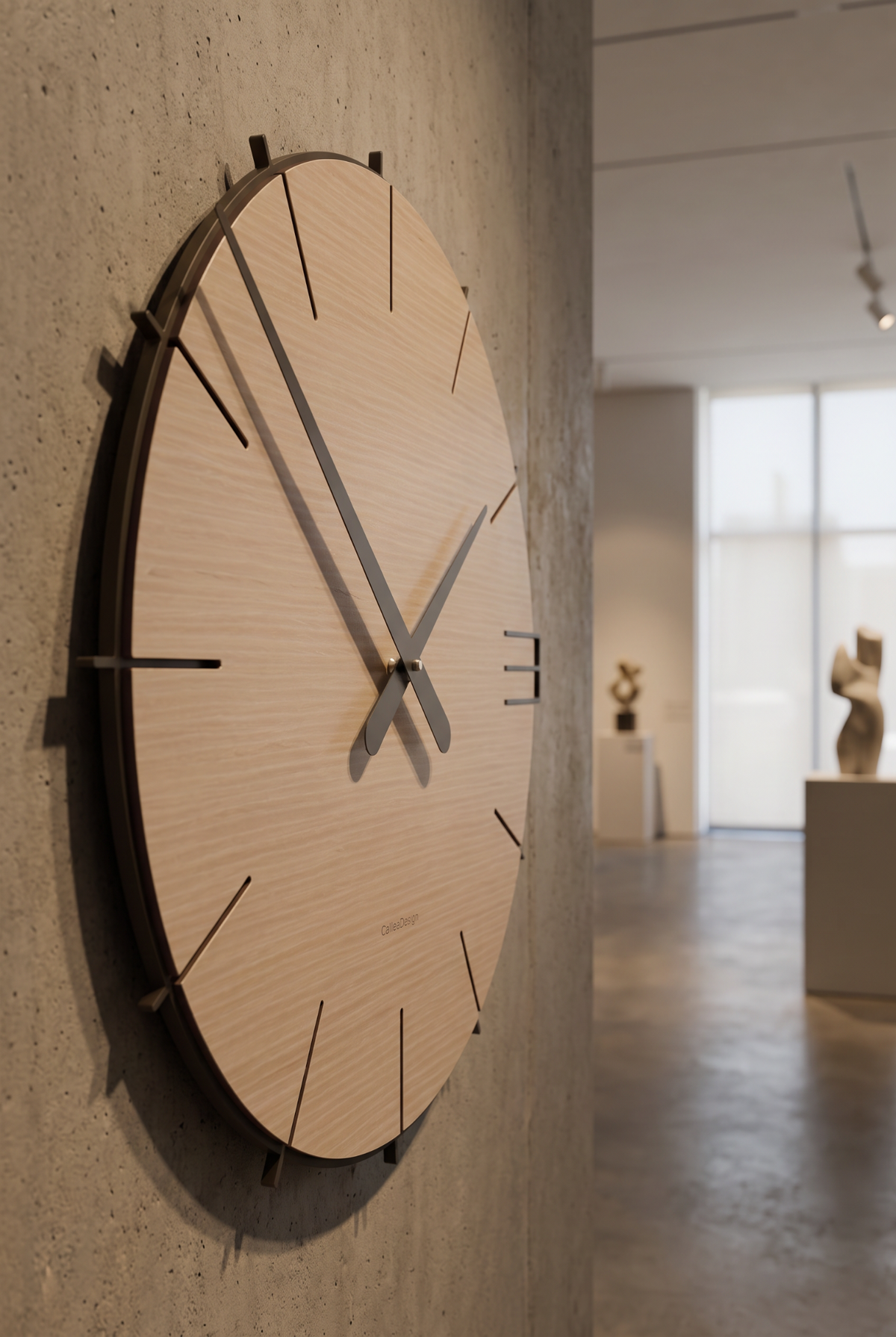 CalleaDesign wall clock in a calm contemporary interior