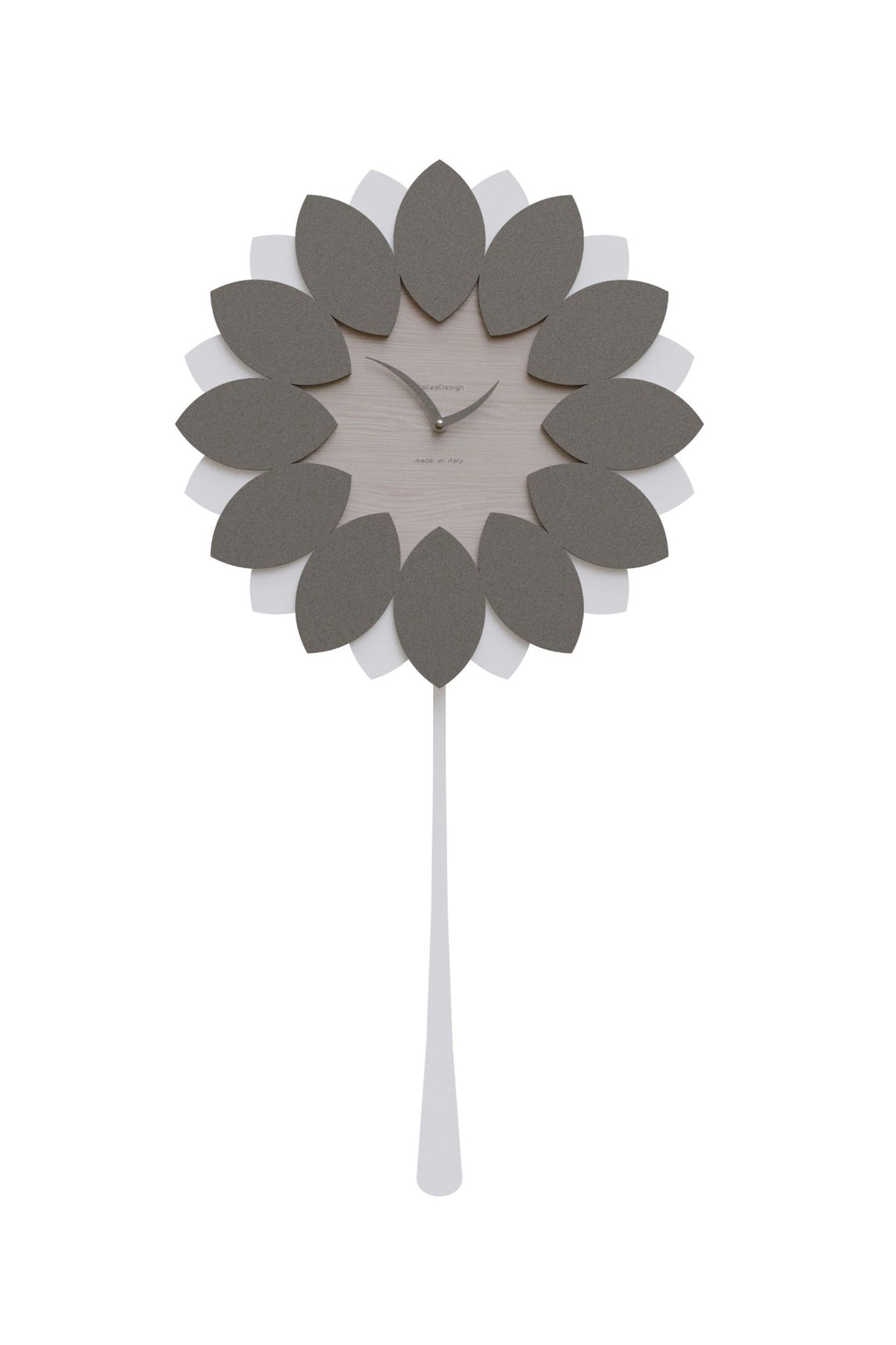 CalleaDesign Flip floral pendulum wall clock in Breeze Oak finish