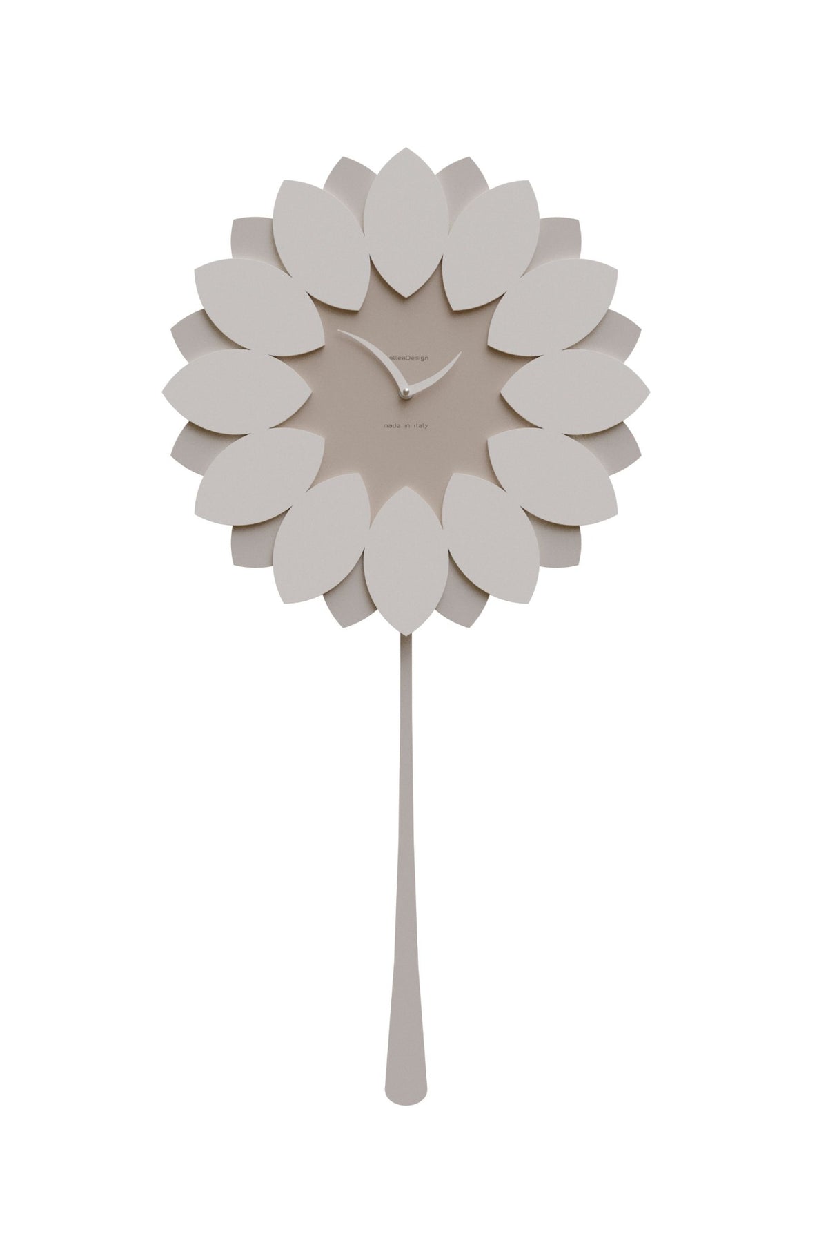 CalleaDesign Flip floral pendulum wall clock in Café Latte finish