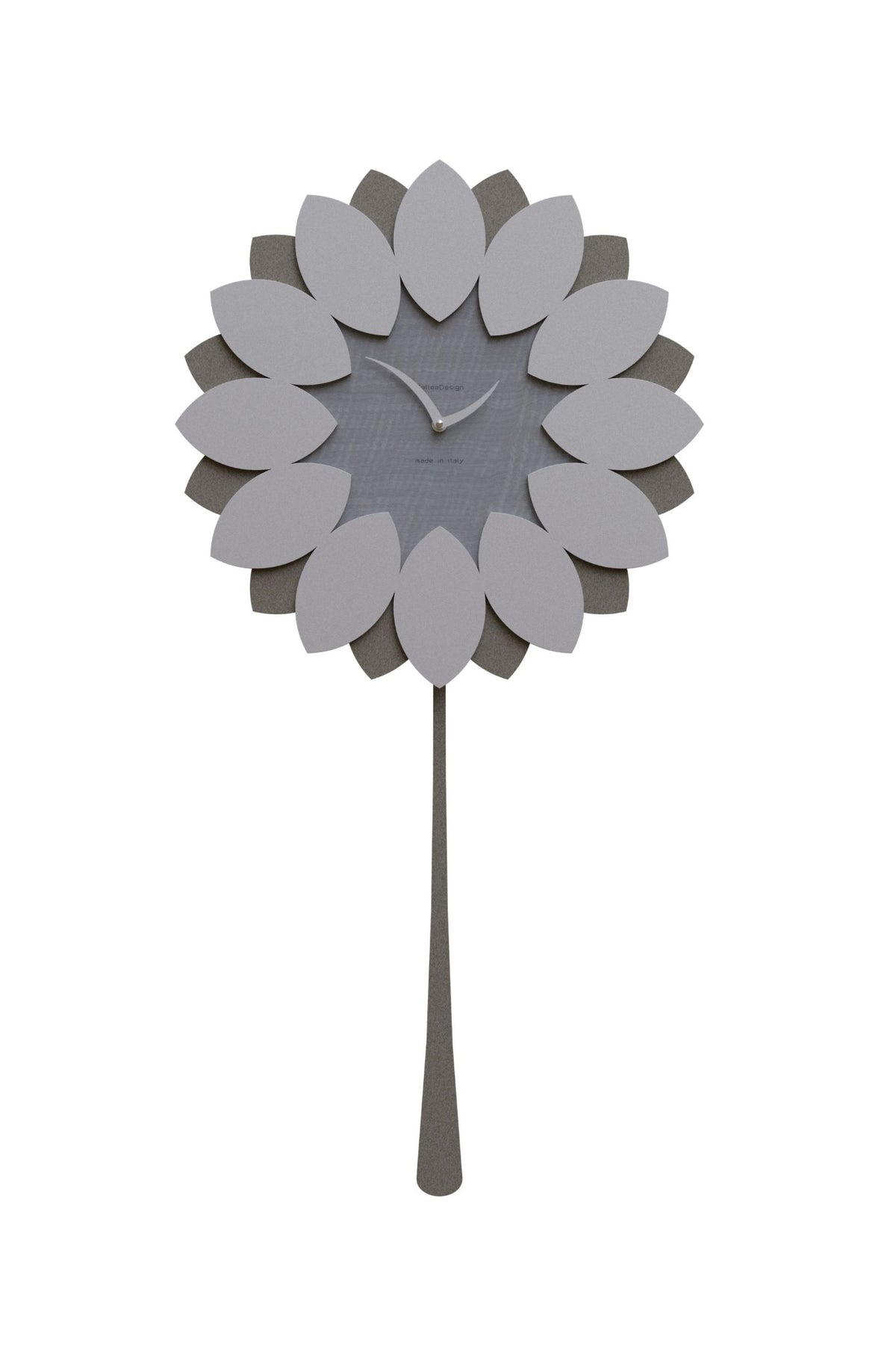 CalleaDesign Flip floral pendulum wall clock in Grey Burl finish