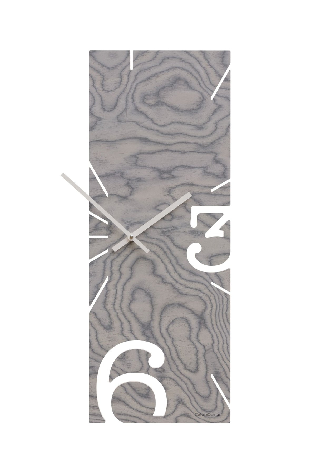CalleaDesign Greg wall clock in Sottsass Grey wood-effect finish