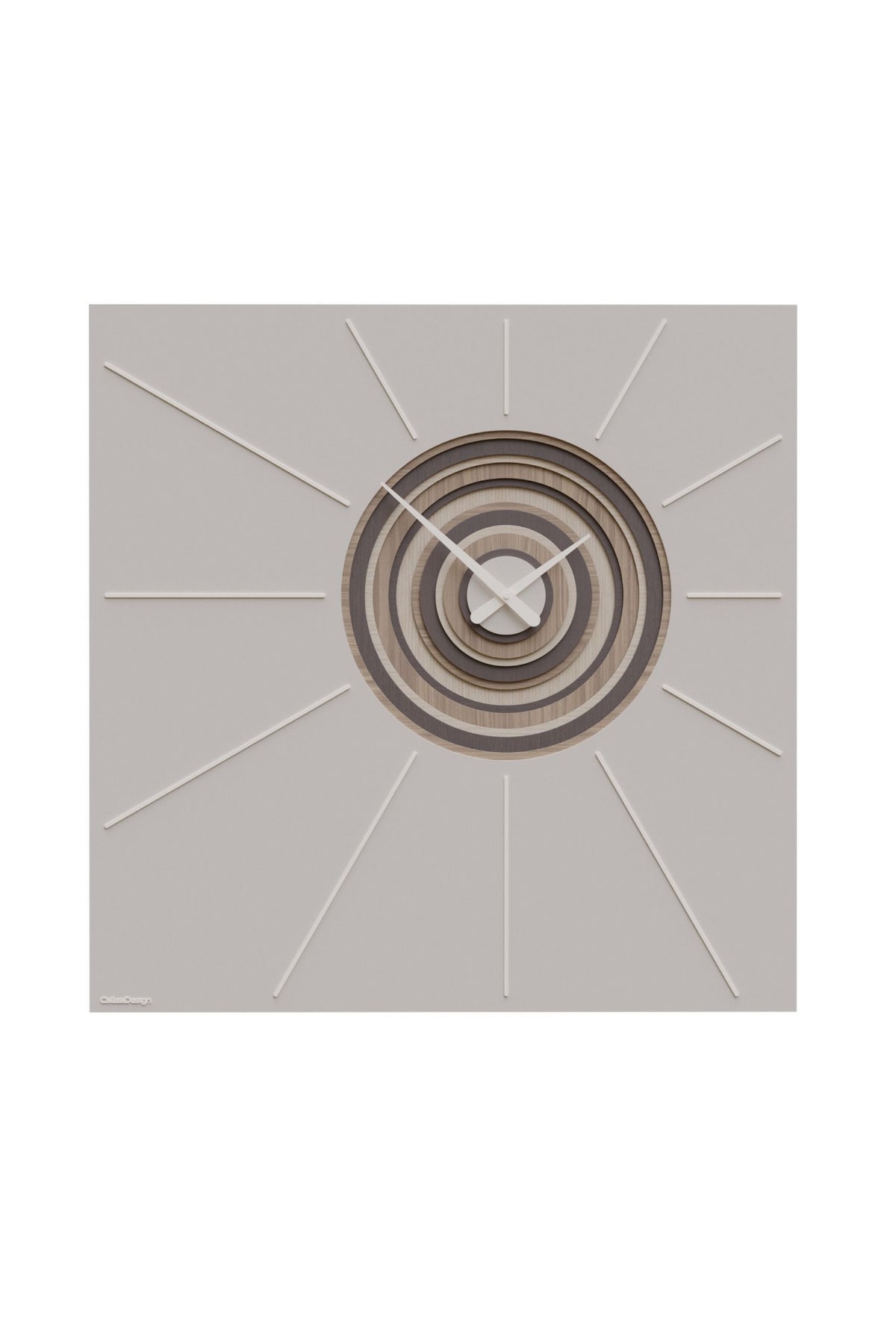 Front view of CalleaDesign Helios wall clock in Sand finish