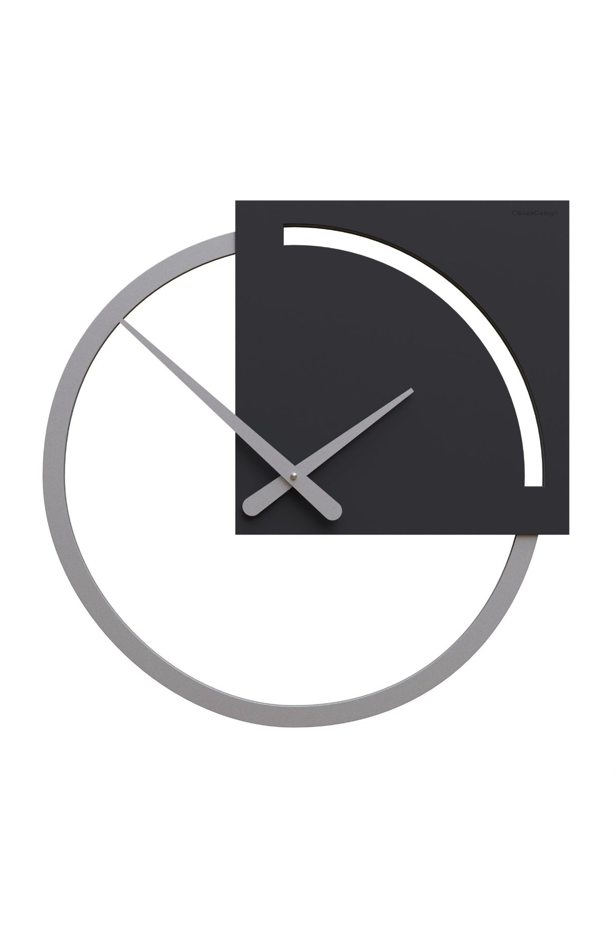 CalleaDesign Karl wall clock in Black, 47 × 47 cm, overlapping square and open circle