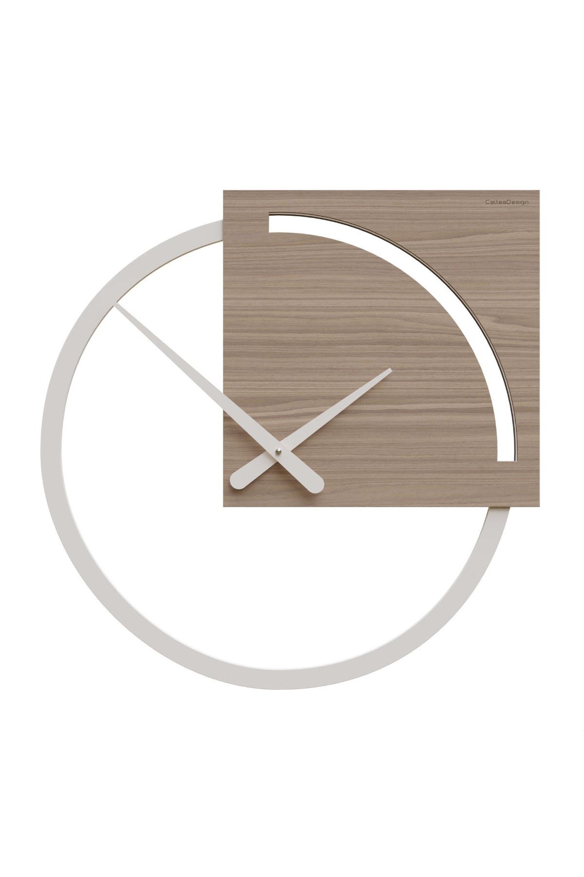CalleaDesign Karl wall clock in Black Walnut, 47 × 47 cm, overlapping square and open circle