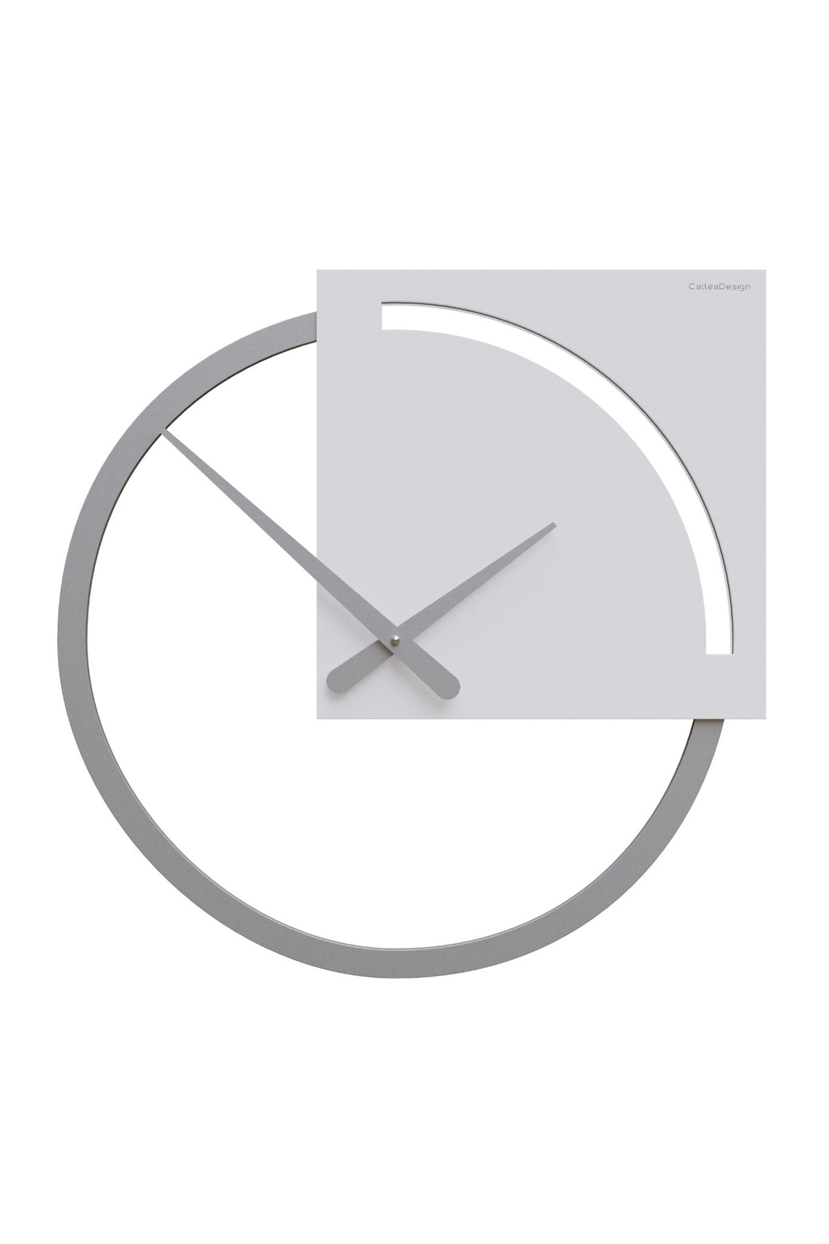 CalleaDesign Karl wall clock in White, 47 × 47 cm, overlapping square and open circle