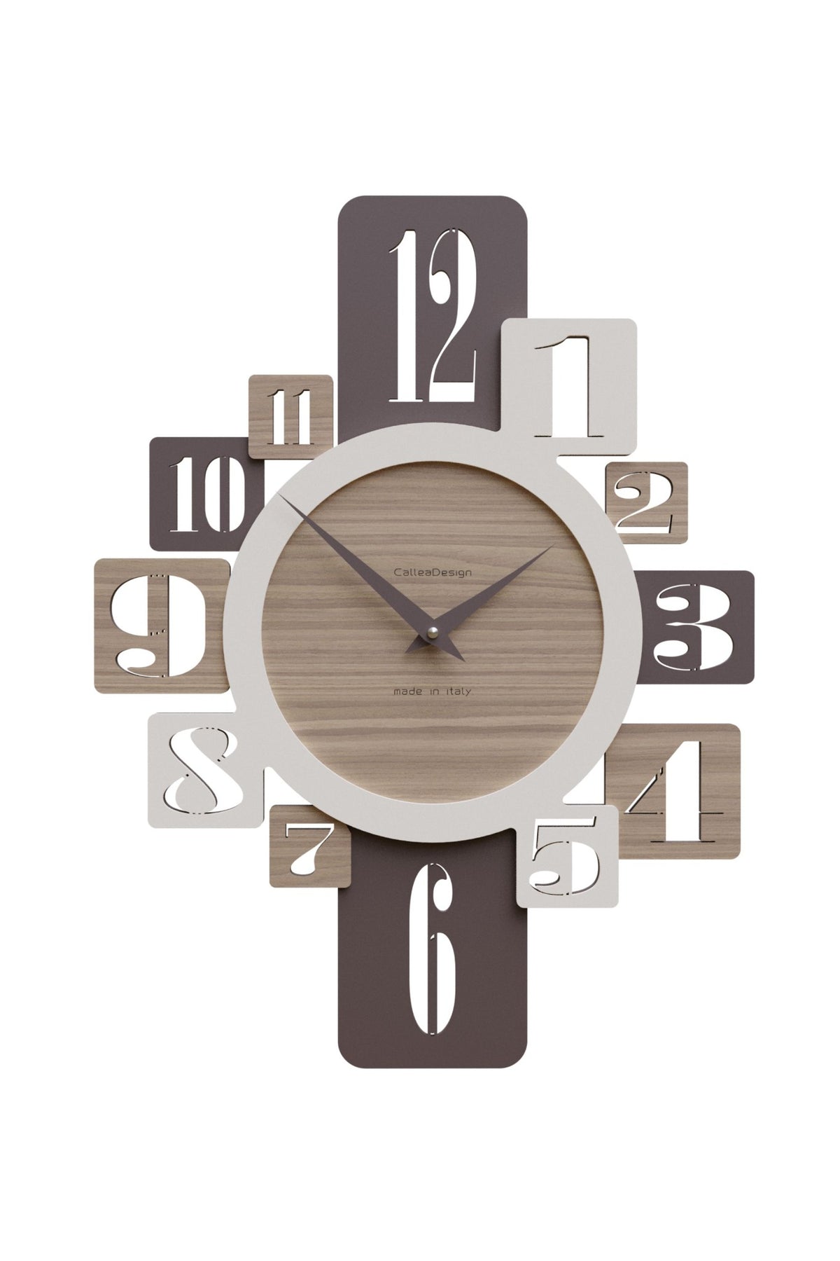 CalleaDesign Onyx wall clock in Black Walnut wood-effect finish