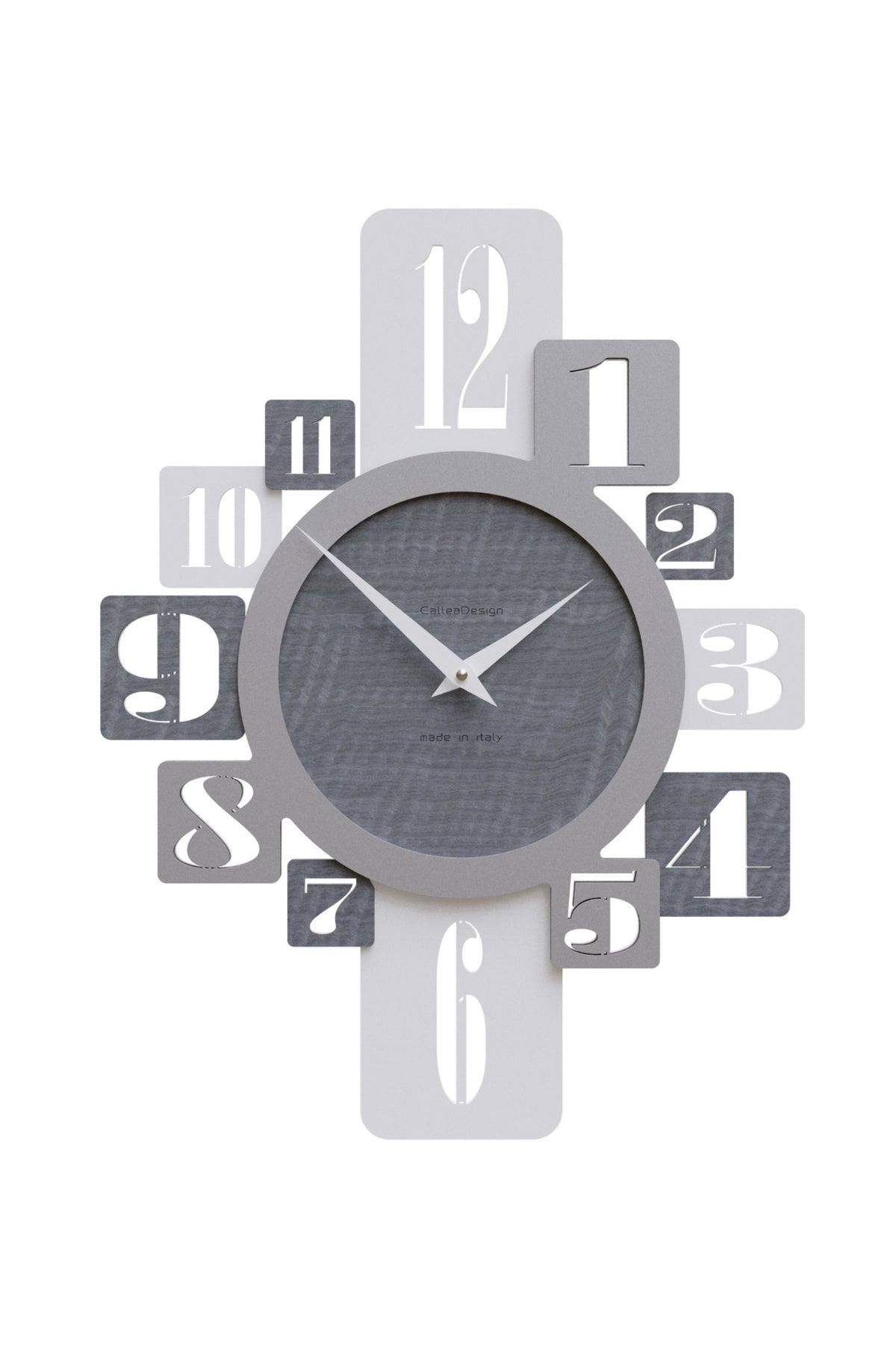 CalleaDesign Onyx wall clock in Grey Burl wood-effect finish