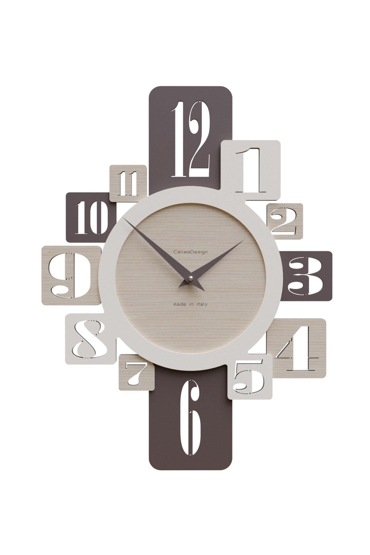 CalleaDesign Onyx wall clock in Pickled Oak wood-effect finish