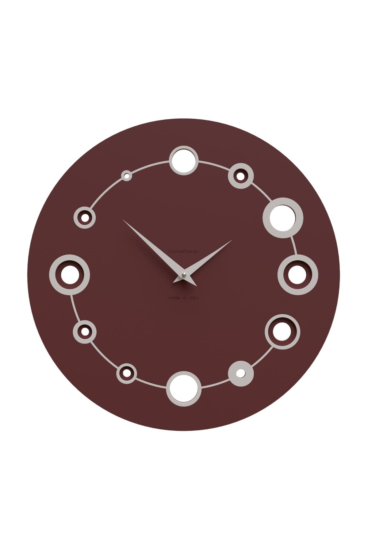 CalleaDesign Orbit wall clock in Red Wine finish