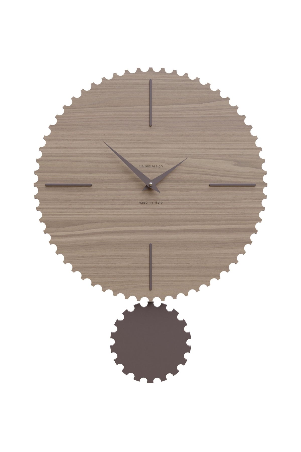 CalleaDesign Riz pendulum wall clock in Black Walnut wood-effect finish