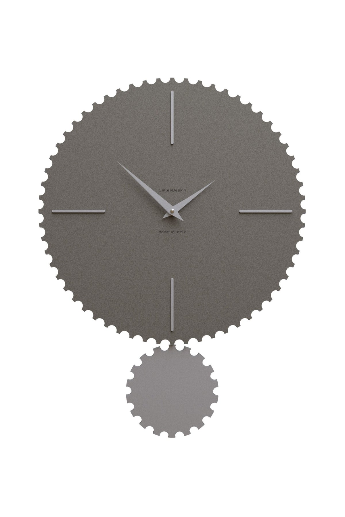 CalleaDesign Riz pendulum wall clock in Quartz Grey finish