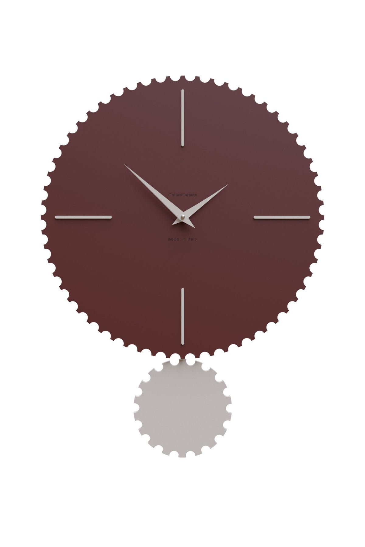 CalleaDesign Riz pendulum wall clock in Red Wine finish