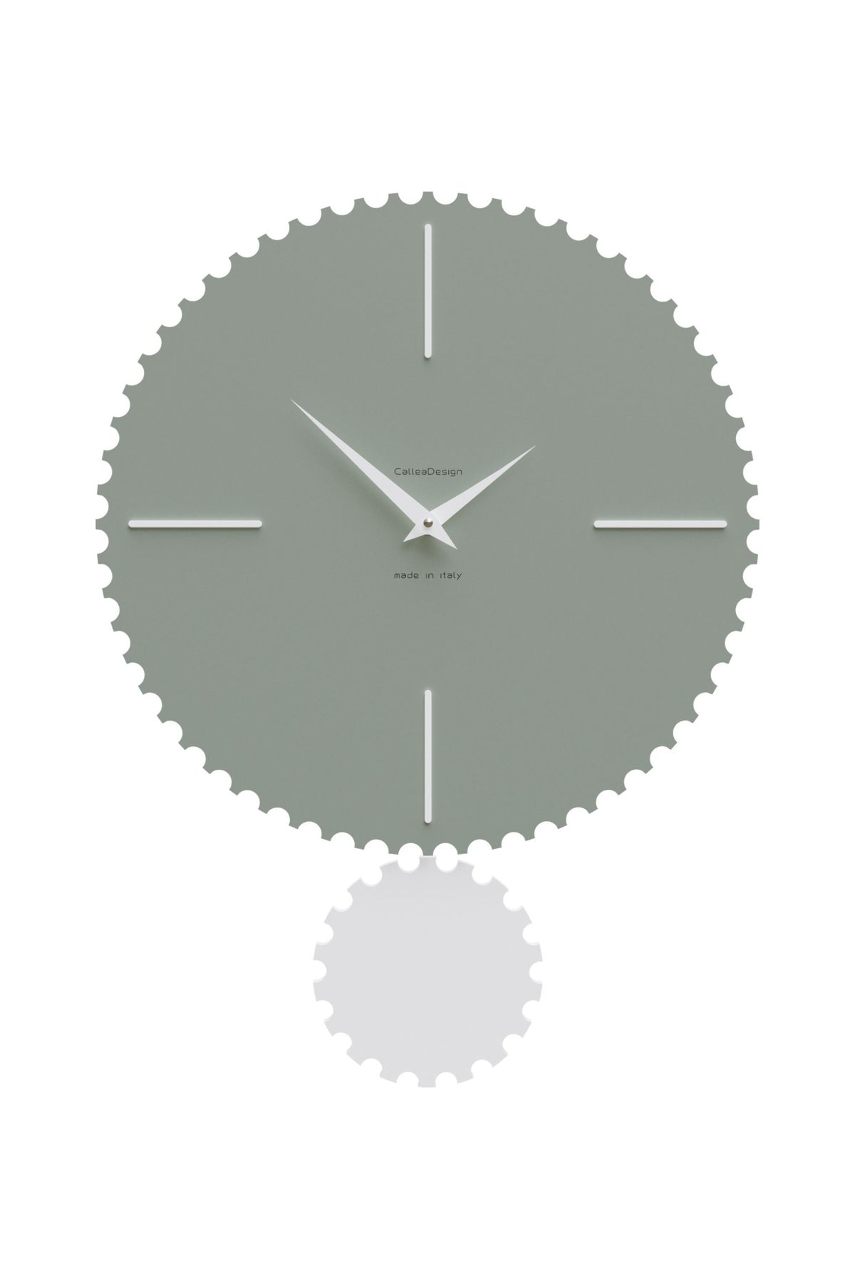 CalleaDesign Riz pendulum wall clock in Sage Green finish