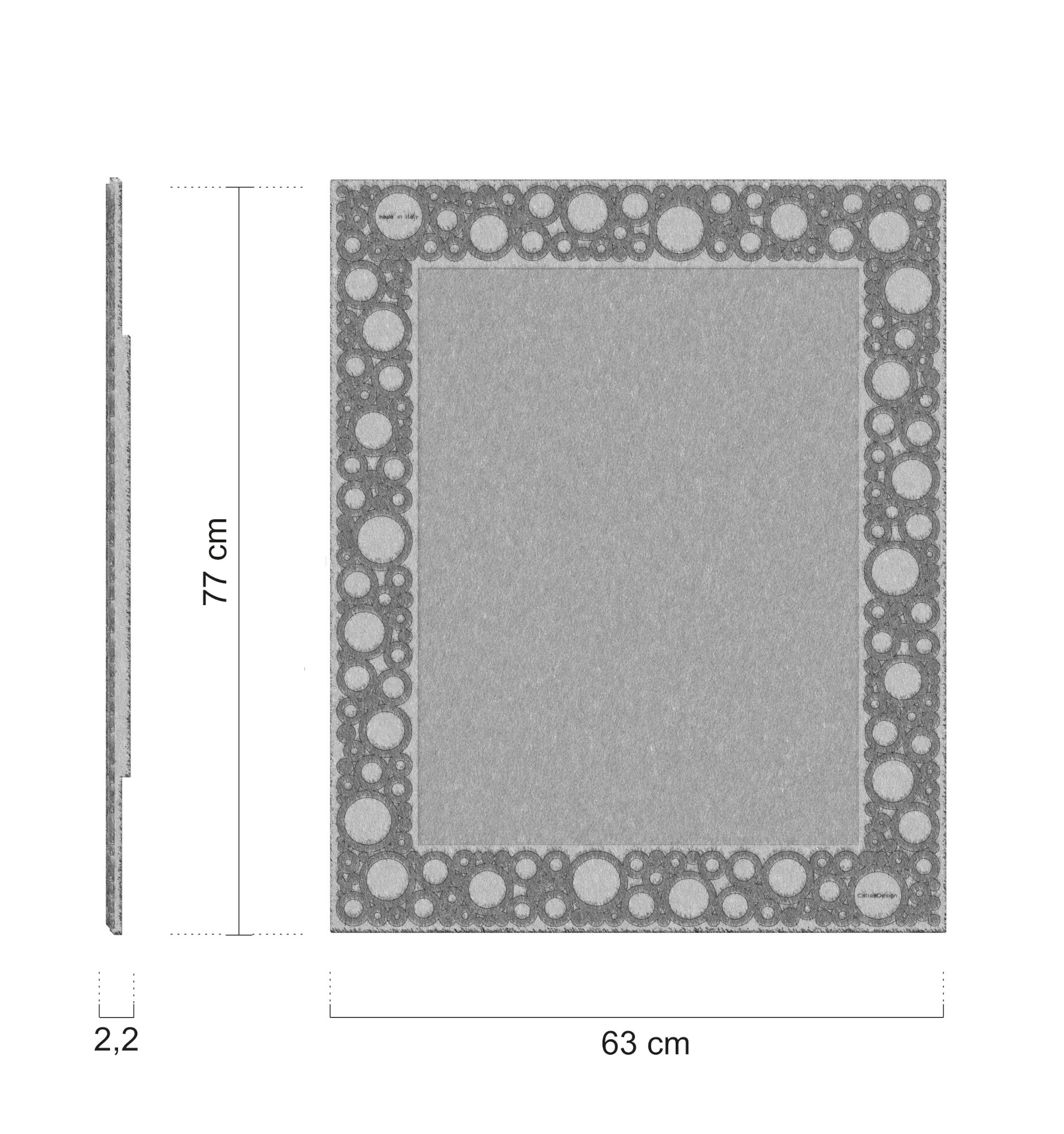 Dimensions du miroir mural Bollicine